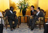 Photograph of PM Fukuda and President of the Central African Republic Francois Bozize Yangouvonda