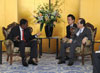 Photograph of PM Fukuda and President of the Republic of Benin Boni Yayi