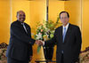 Photograph of PM Fukuda and President of the Republic of Sudan Omar Hassan Ahmed Al-Bashir