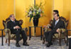 Photograph of PM Fukuda and President of the Republic of Seychelles James Alix Michel