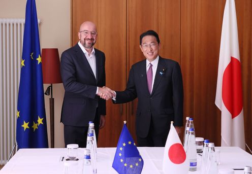 Prime Minister holding a meeting with European Council President Charles Michel