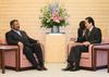 Photograph of Prime Minister Kan holding talks with Chairperson of the African Union Commission (AUC) Jean Ping