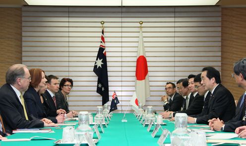 Photograph of Prime Minister Kan at the Japan-Australia Summit Meeting