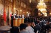 Photograph of the leaders attending the joint press conference after the Japan-China-ROK Trilateral Summit Meeting 2