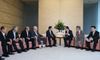 Photograph of the Prime Minister hearing a request from the Aizu Regional Commerce, Industry and Tourism Association 2