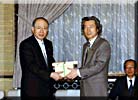 Awarding of a Letter of Appreciation and Silver Cups to Professor Ryoji Noyori