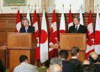 Photograph of Prime Minister attending a joint press conference