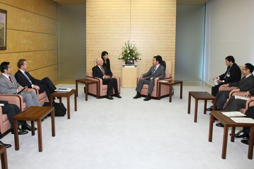 Photograph of the Prime Minister receiving a courtesy call from Executive Chairman of the World Economic Forum Dr. Klaus Schwab 2