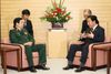Photograph of Prime Minister Noda receiving a courtesy call from Minister of National Defense of the Socialist Republic of Viet Nam General Phung Quang Thanh