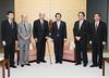 Photograph of the Prime Minister receiving a courtesy call from Chairperson Taizo Nishimuro and others of the New Japan-China Friendship Committee for the 21st Century