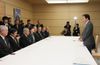 Photograph of the Prime Minister meeting with the Liaison Council of Municipalities in Nemuro Subprefecture for the Development of Regions near the Northern Territories