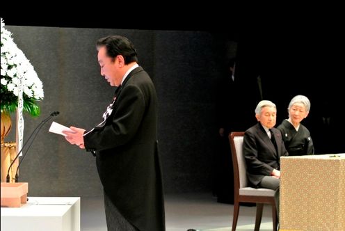 Photograph of the Prime Minister delivering an address at the Ceremony to Commemorate the First Anniversary of the Great East Japan Earthquake 3