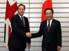 Photograph of Prime Minister Noda shaking hands with Prime Minister of the United Kingdom David Cameron, before the summit meeting