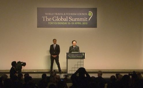 Photograph of the Prime Minister delivering an address at the opening ceremony of the WTTC Global Summit 2