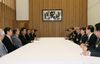 Photograph of the Prime Minister receiving a courtesy call from the members of the Tokyo-Seoul Forum