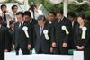 Photograph of the Prime Minister offering a silent prayer at the Nagasaki Peace Memorial Ceremony
