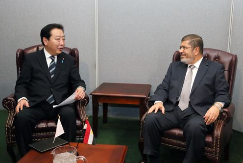 Photograph of the Prime Minister at the Japan-Egypt Summit Meeting