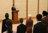 Photograph of the Prime Minister delivering an address to the representatives of the youths participating in the SSEAYP