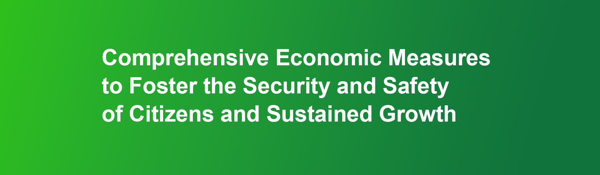 Comprehensive Economic Measures to Foster the Security and Safety of Citizens and Sustained Growth